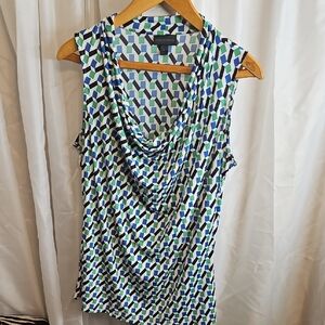 Worthington Blue and Green Patterned Blouse